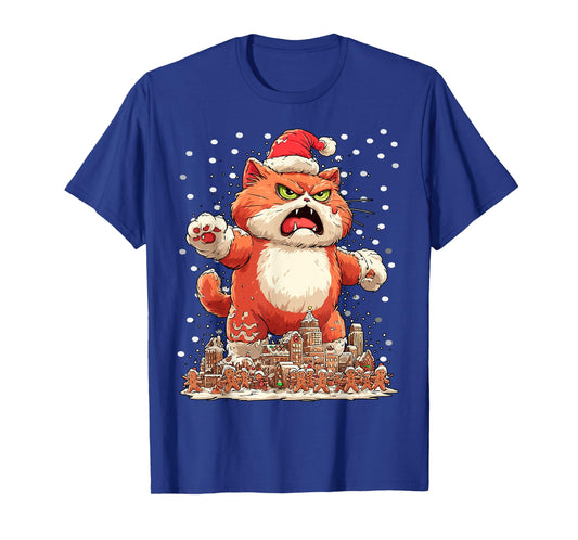 Funny Santa Cat with Gingerbread Cookies Christmas Parody T-Shirt
