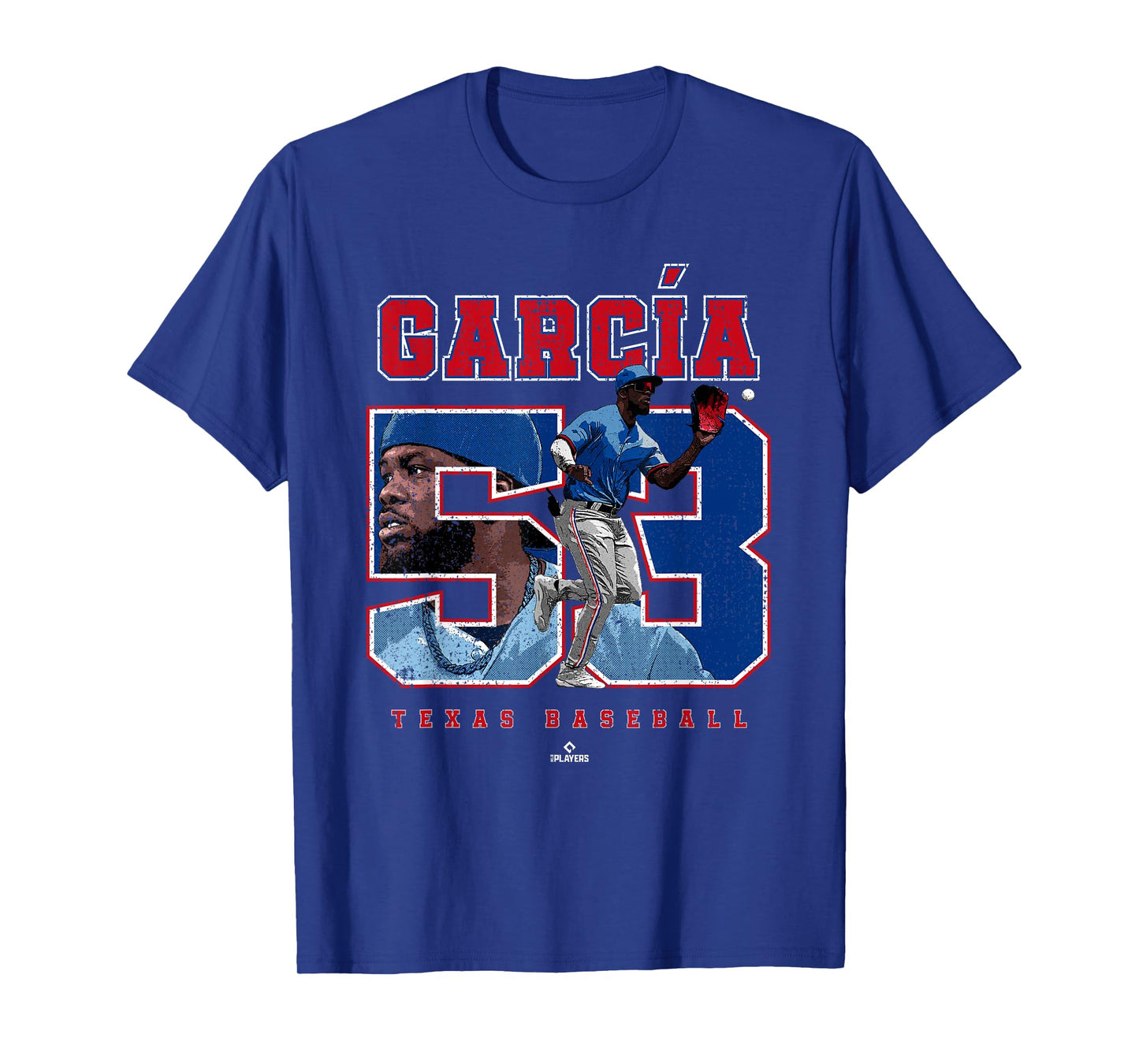 Number and Portrait Adolis Garcia Texas MLBPA T-Shirt