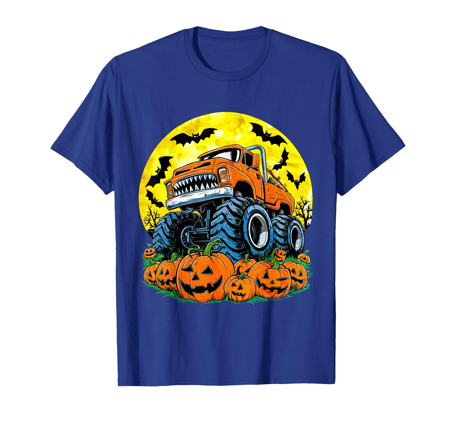 Monster Truck Halloween Jack O Lantern Moon Pumpkin Toddler T-Shirt