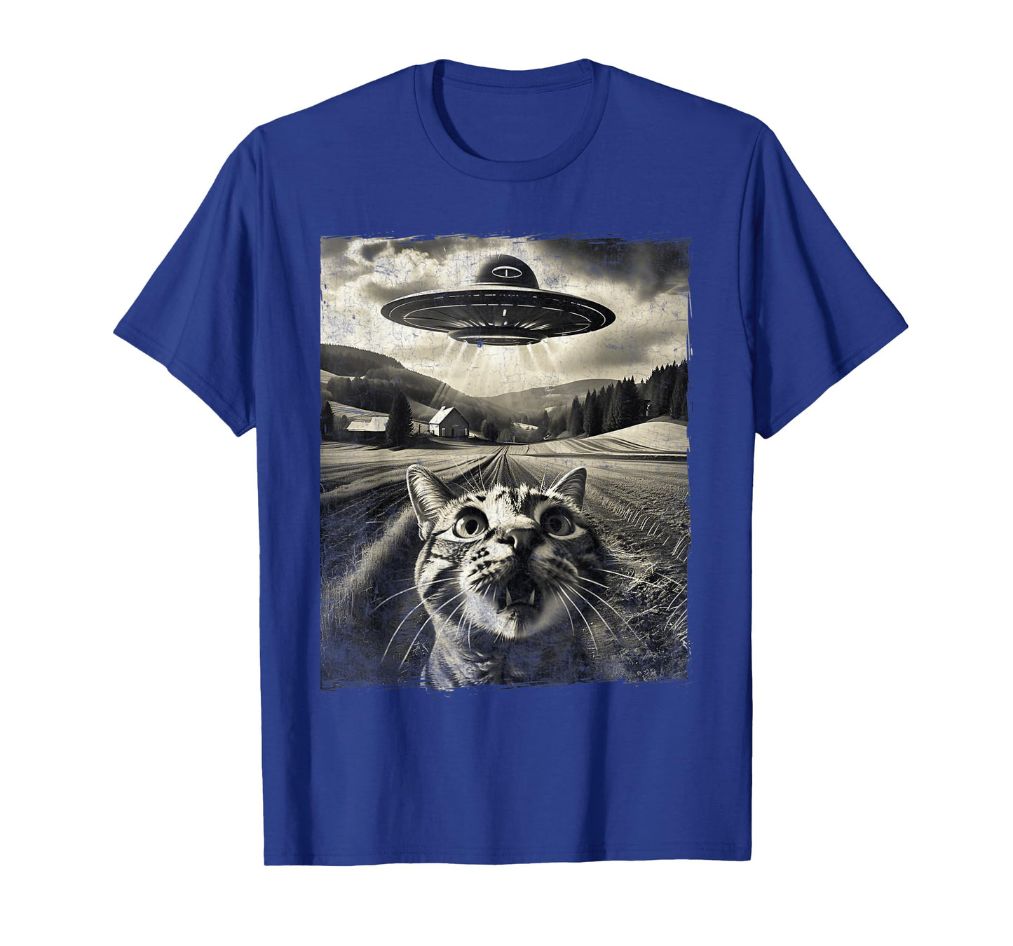 Cat Selfie With UFO Alien Funny Cat Gifts Men Women Kid Boys T-Shirt