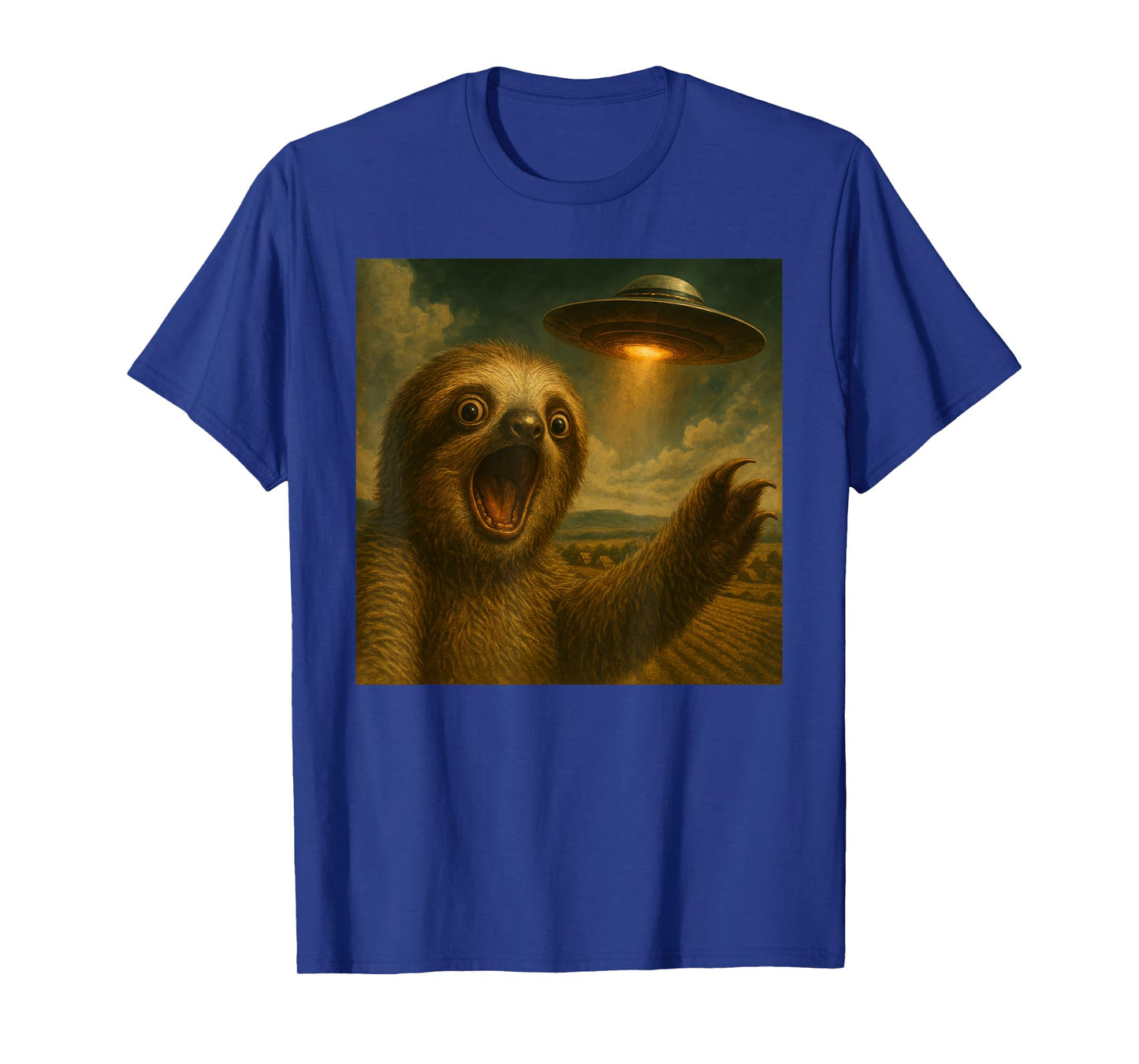 Sloth Selfie with Alien UFO Funny Sloth T-Shirt