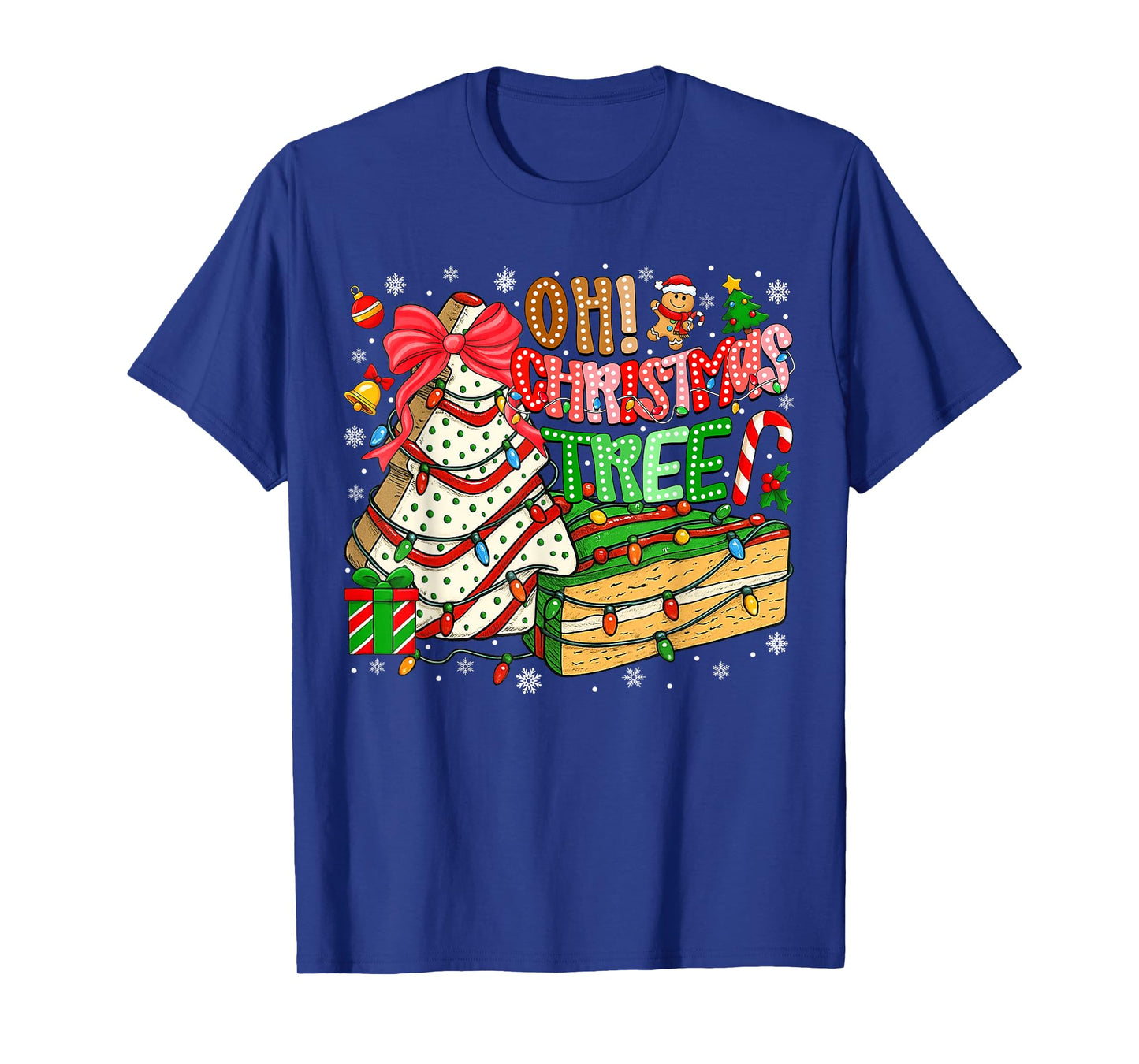 Groovy Oh Christmas Tree Cakes Cookies Xmas Cake Lover Women T-Shirt