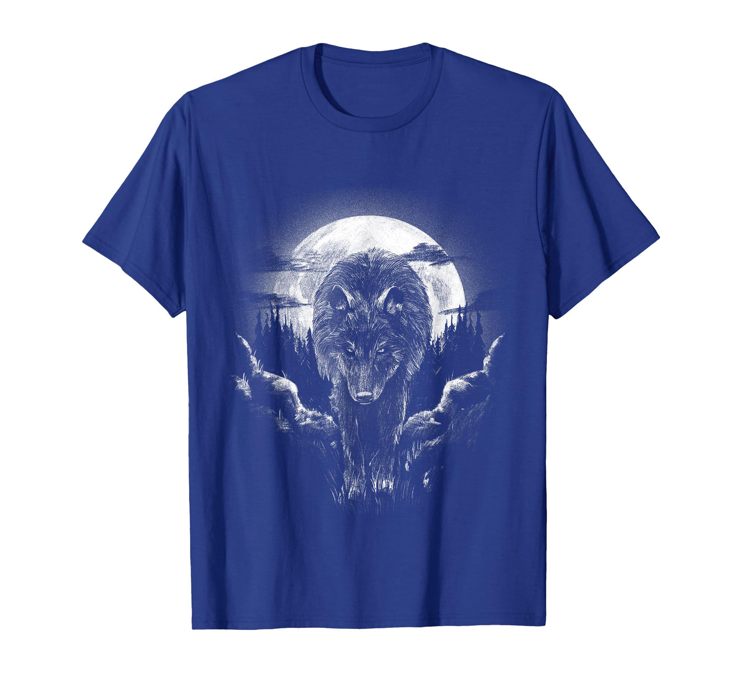 Wolf Animal Moon Drawing Animal Motif Wolf T-Shirt