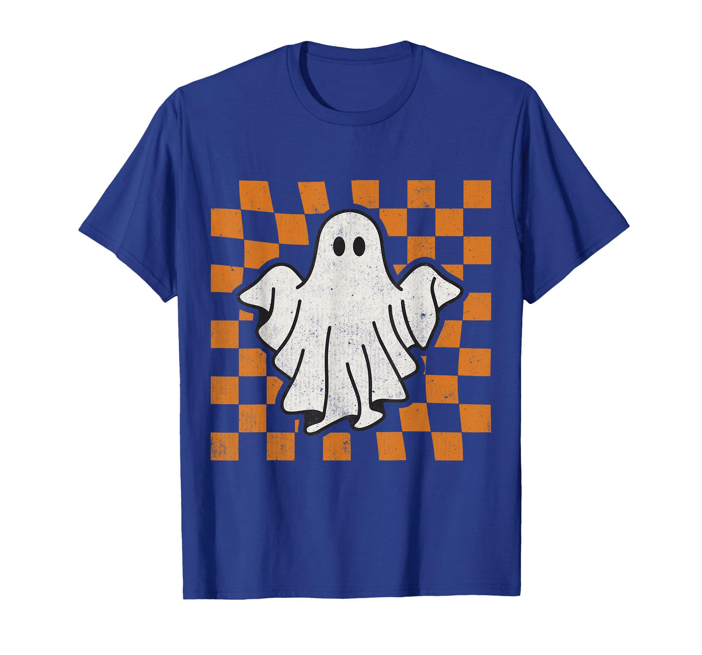 Retro Vintage Checkered Ghost Trendy Funny Halloween T-Shirt