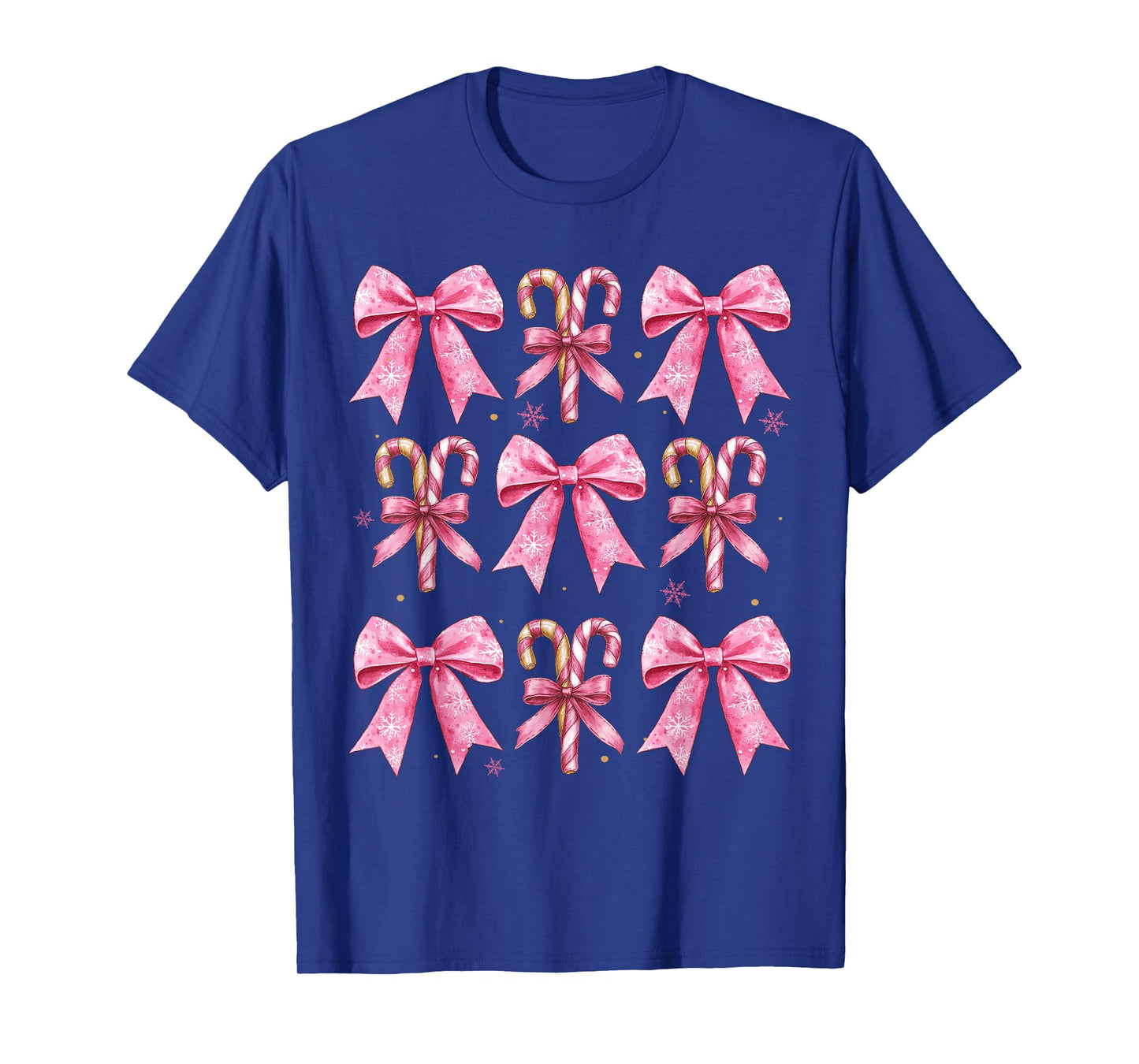 Cute Coquette Bow Candy Canes Christmas Pink Bow Girls Teens T-Shirt