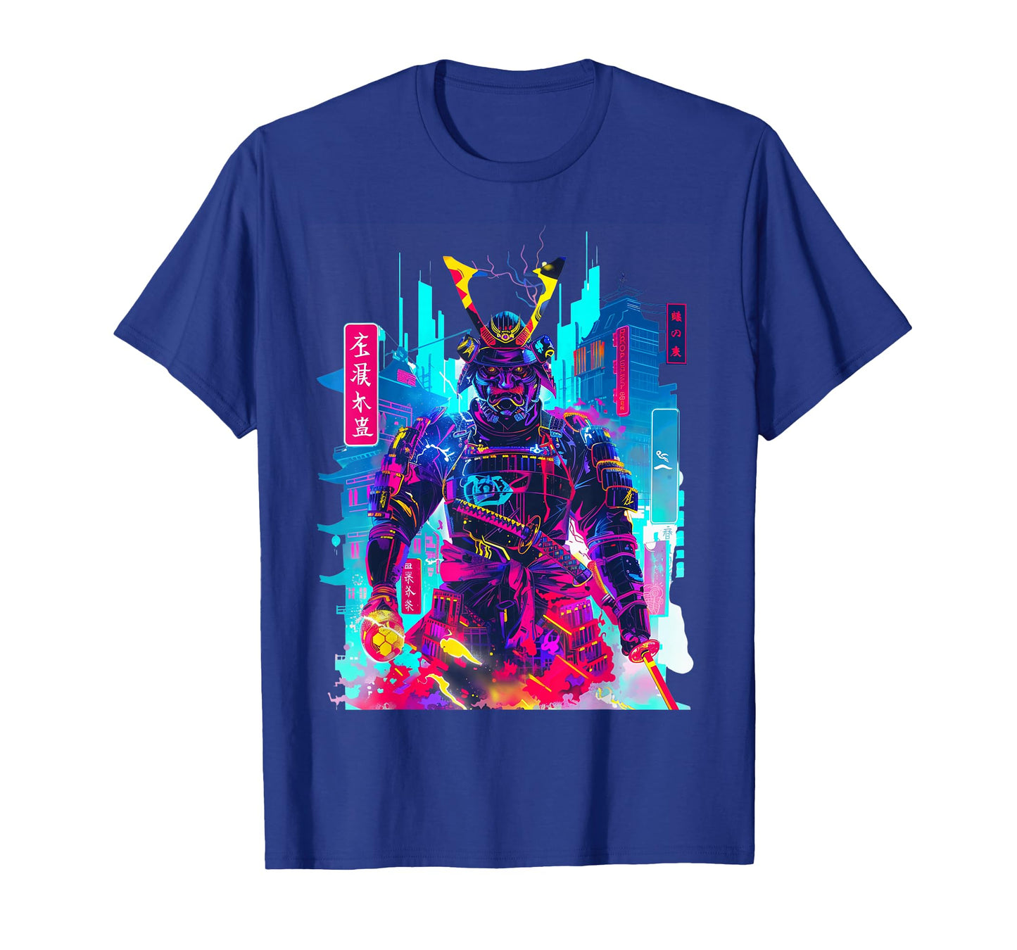 Cyberpunk Neon Samurai Japanese Art T-Shirt