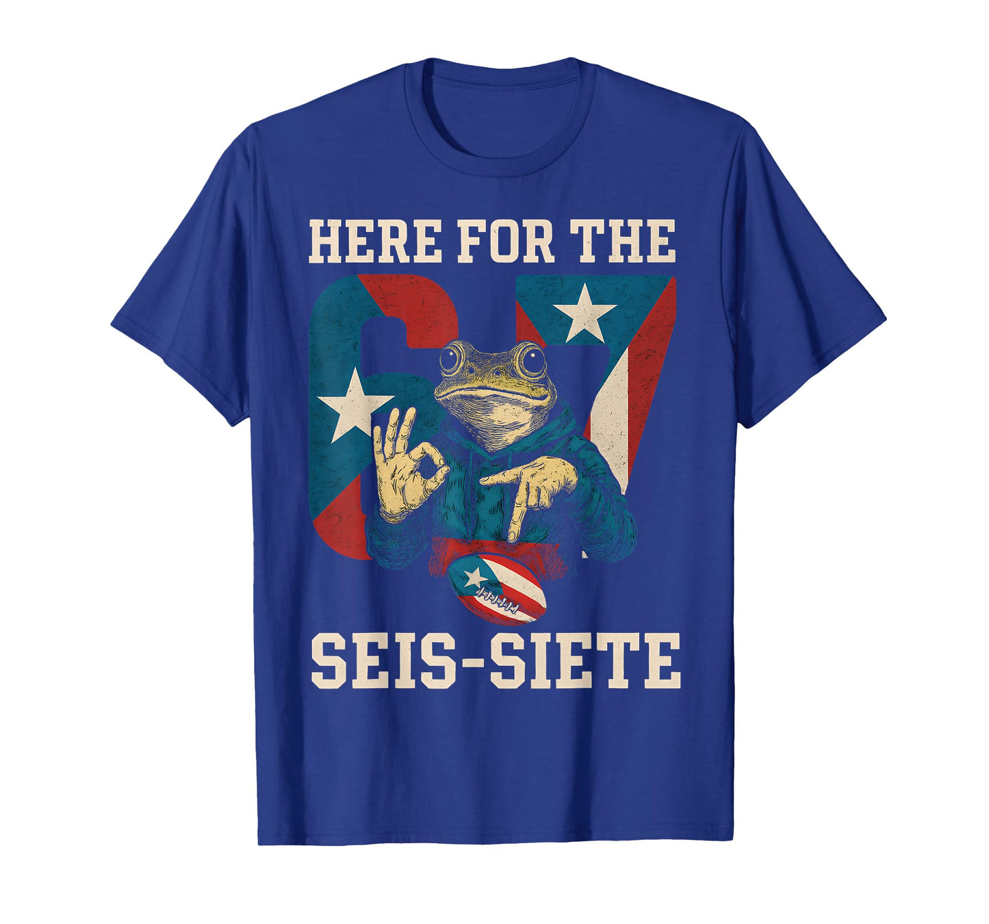 Here for The SEIS-Siete Football Game Day Puerto Rican Flag T-Shirt