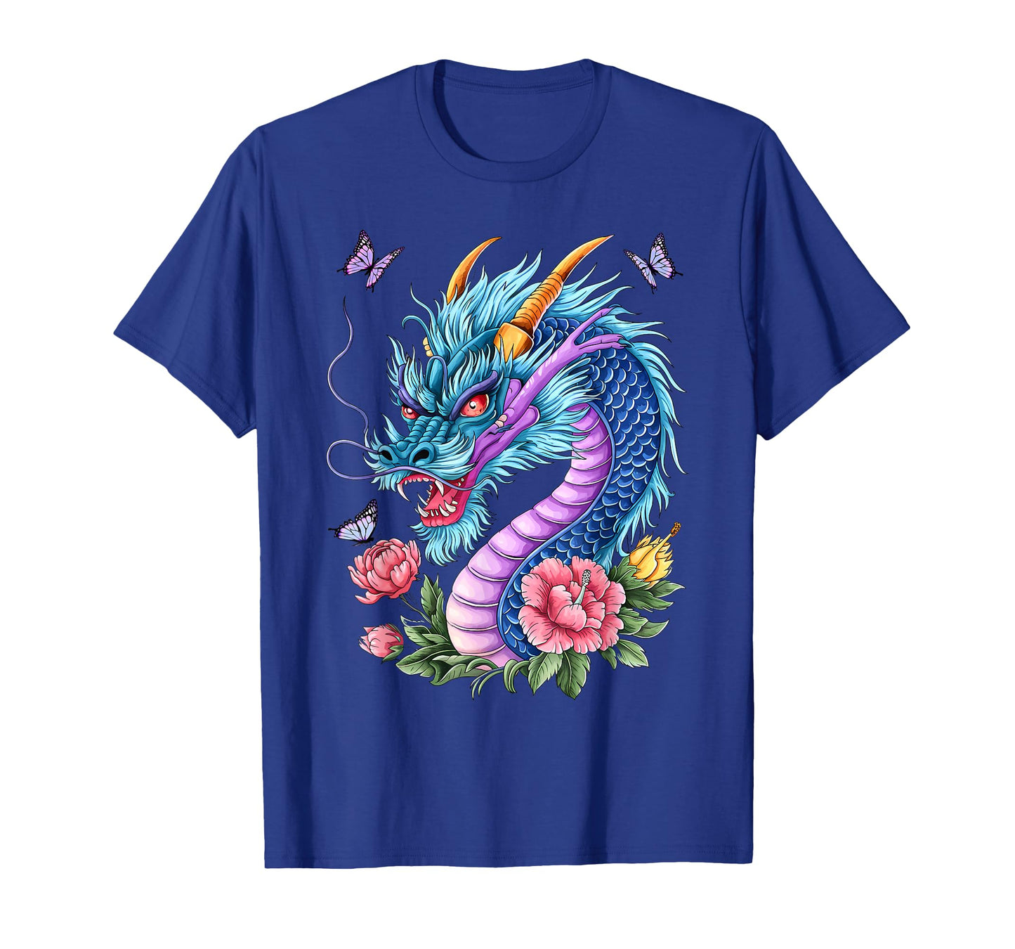 Watercolor Dragon Flowers Beautiful Art Colorful Graphic T-Shirt