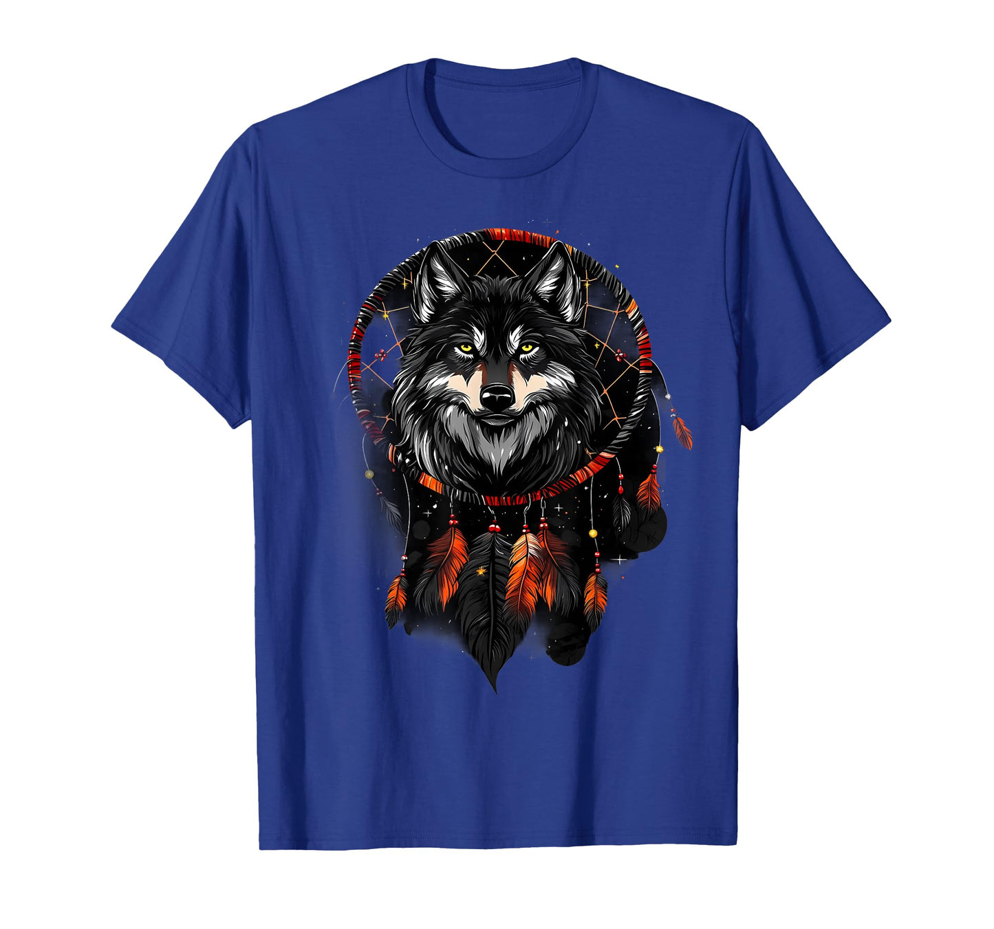 Wolf Native American Feather Headdress Dreamcatcher T-Shirt