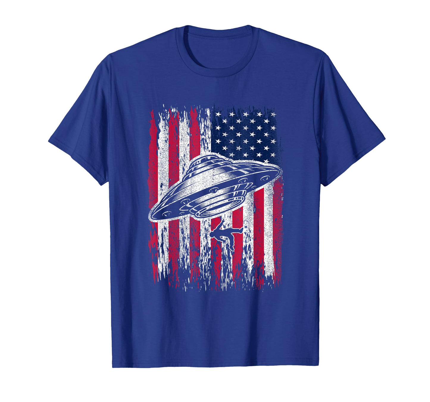 UFO Alien Abduction 4th Of July Gift USA Flag Alien T-Shirt