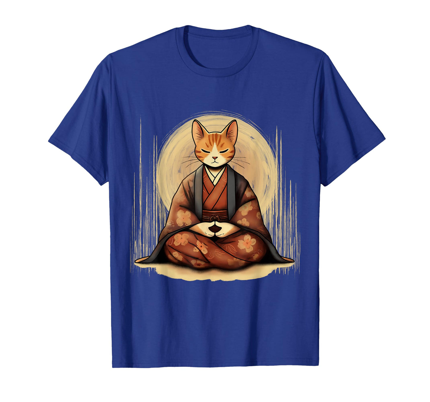 Meditating Samurai Cat in Kimono Men Women Kids T-Shirt