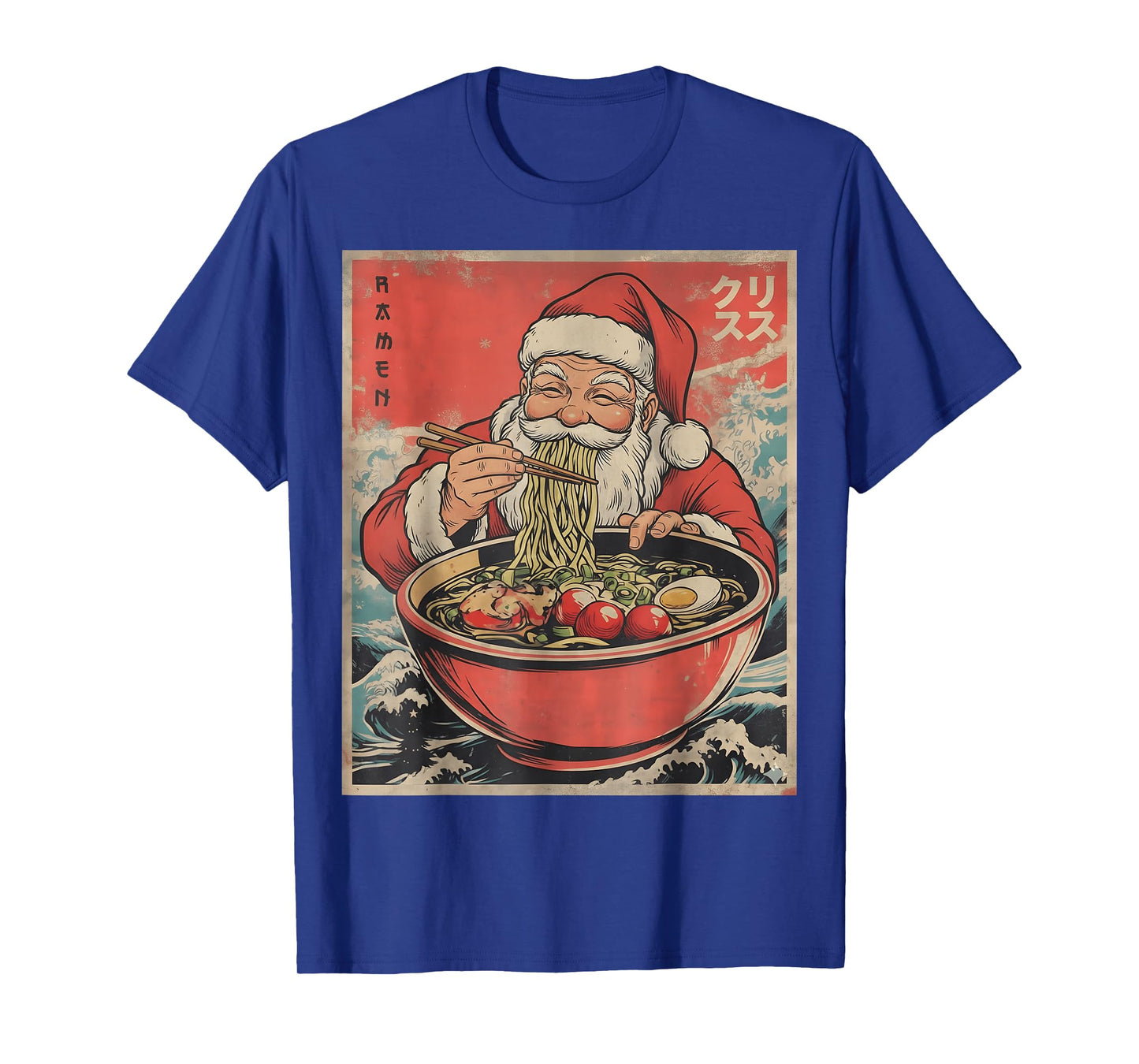 Anime Santa Eating Ramen Noodles Japanese Christmas Kawaii T-Shirt