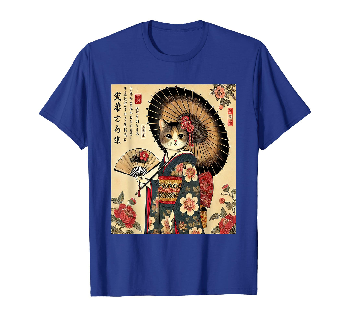 Funny Cat Geisha Japanese Anime Cute Cat Art T-Shirt