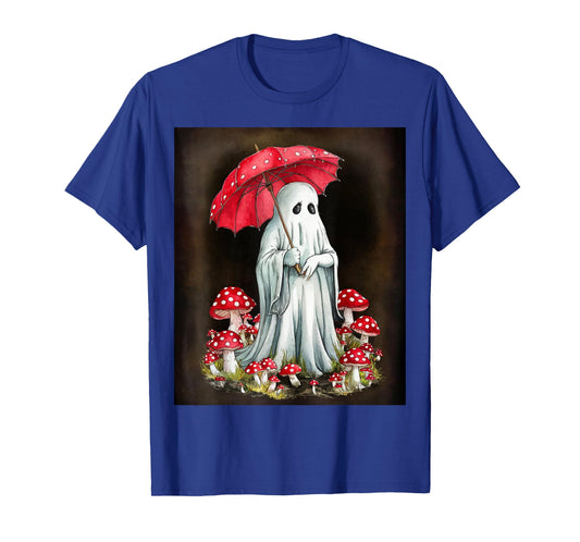 Spooky Cottagecore Ghost - Halloween Mushroom Delight T-Shirt