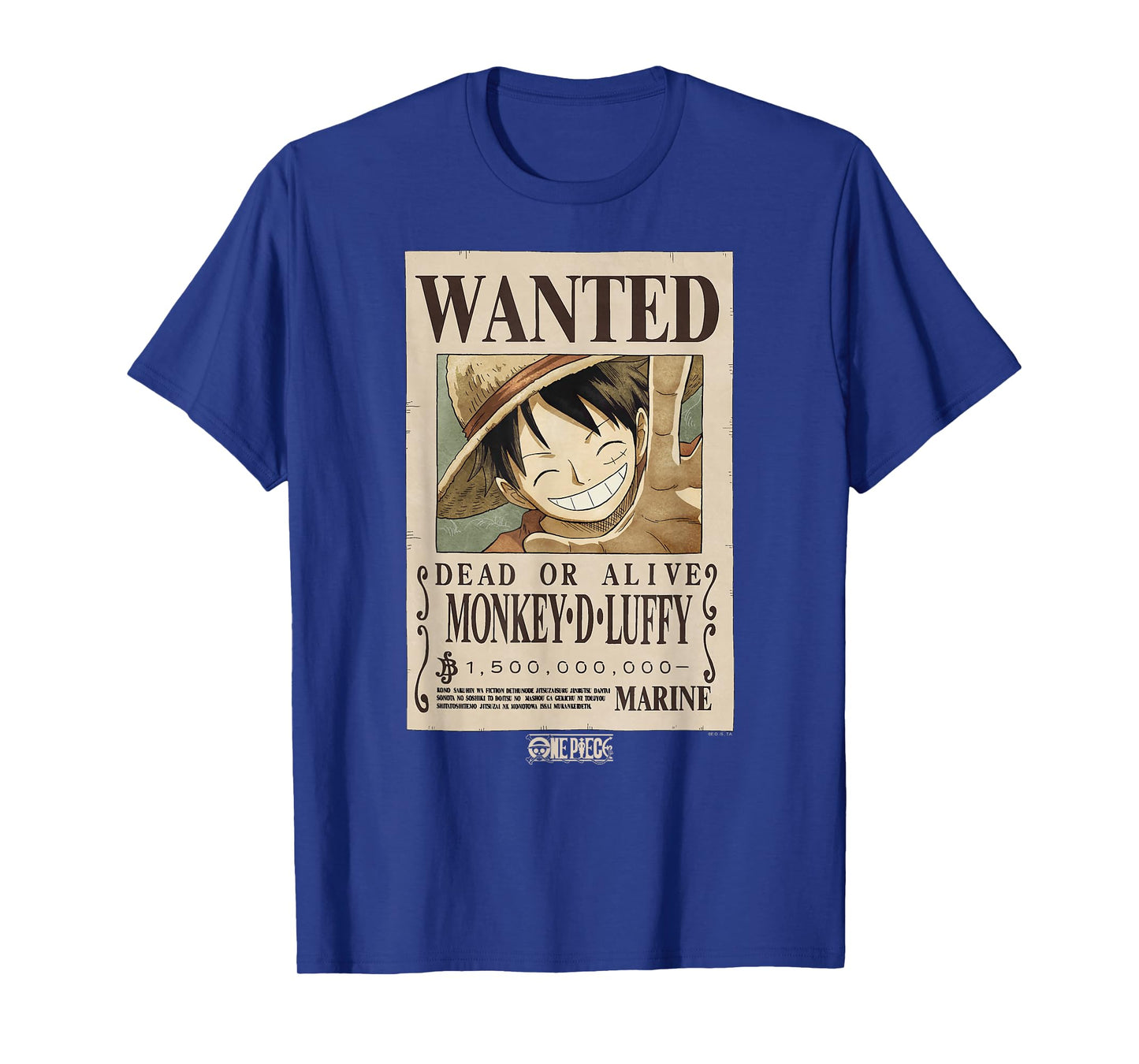 One Piece Anime Monkey D. Luffy Wanted Poster T-Shirt