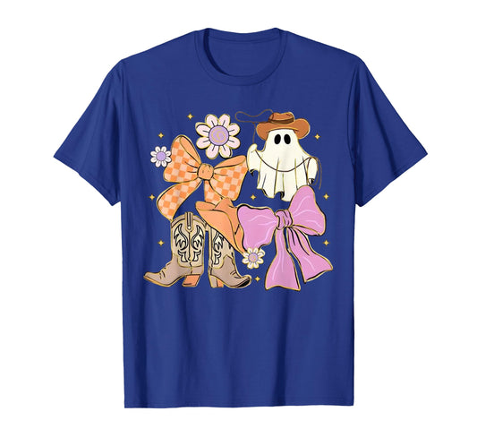 Coquette Western Cowboy Ghost Halloween Pumpkin Men Women T-Shirt
