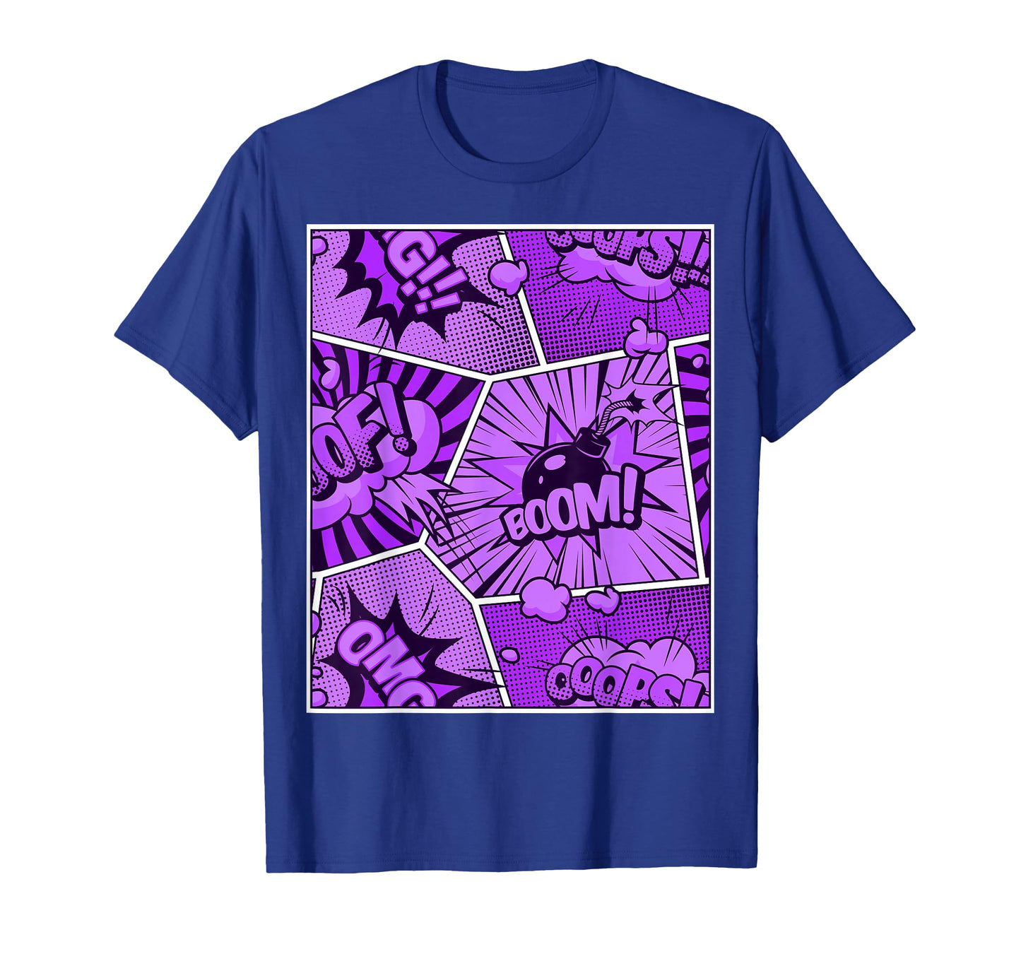 Purple Comic Book Purple Color Graphic T-Shirt