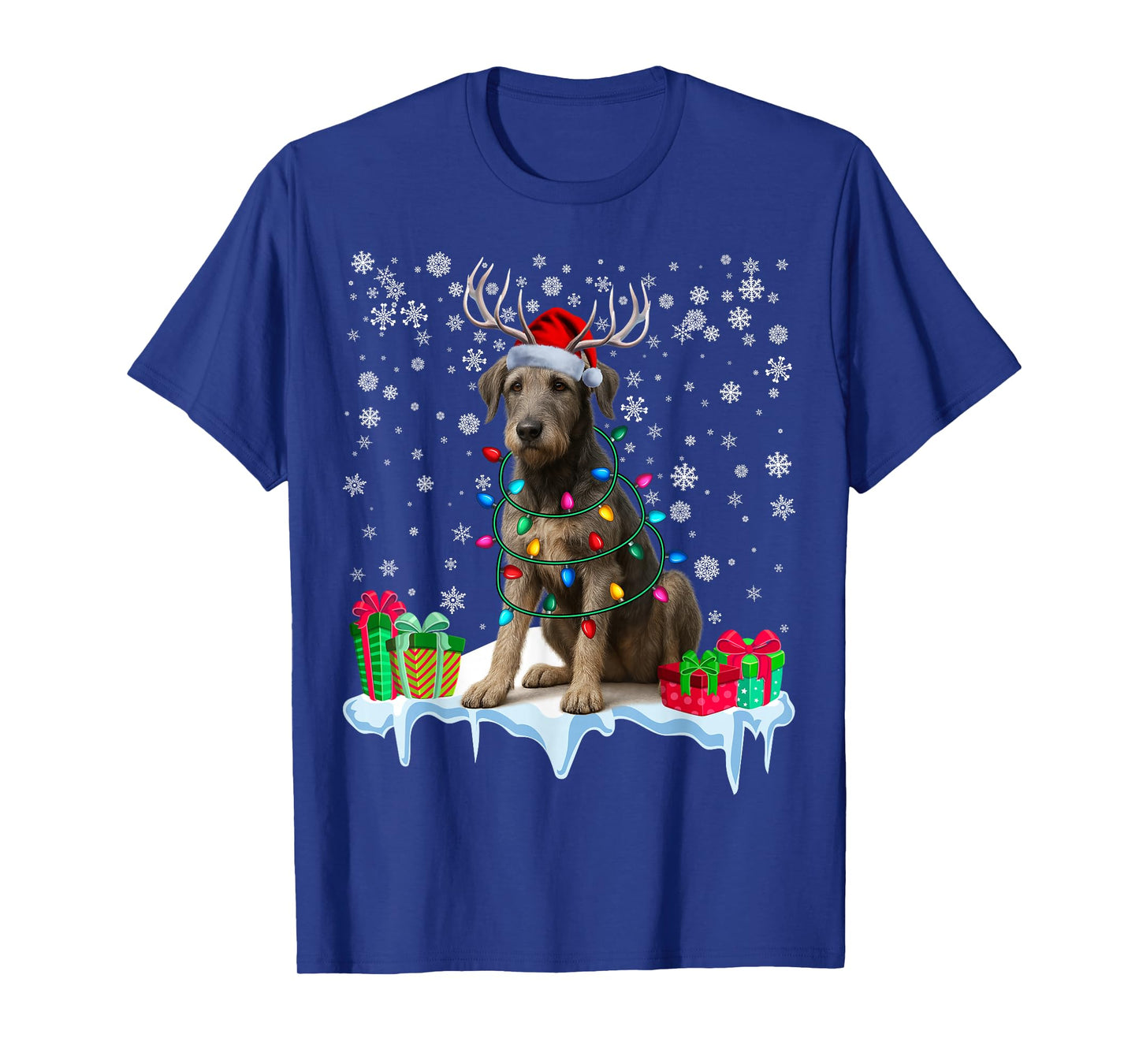 Irish Wolfhound Christmas Santa Hat Reindeer Pajama Dog Xmas T-Shirt