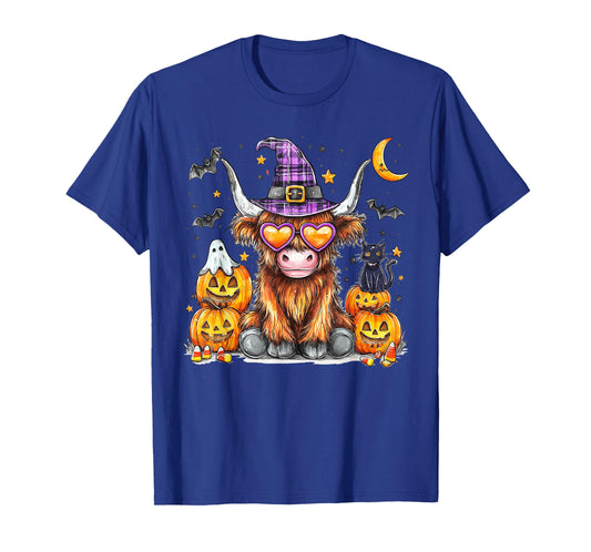Halloween Highland Cow Witchy Cow Spooky Season Pumpkin T-Shirt