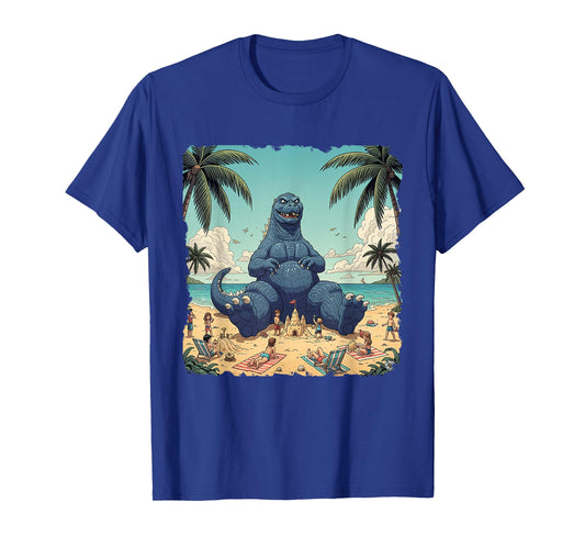 Kaiju On The Beach Suntanning Vacation Funny Summer vacation T-Shirt