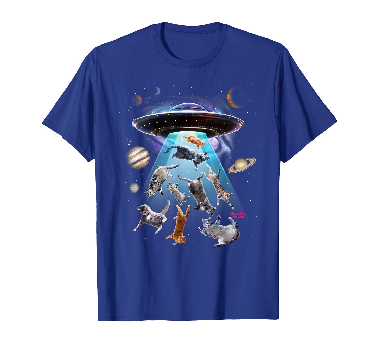 Aliens Abducting Cats Cat Kittens UFO Saucer Cat Lover Gifts T-Shirt