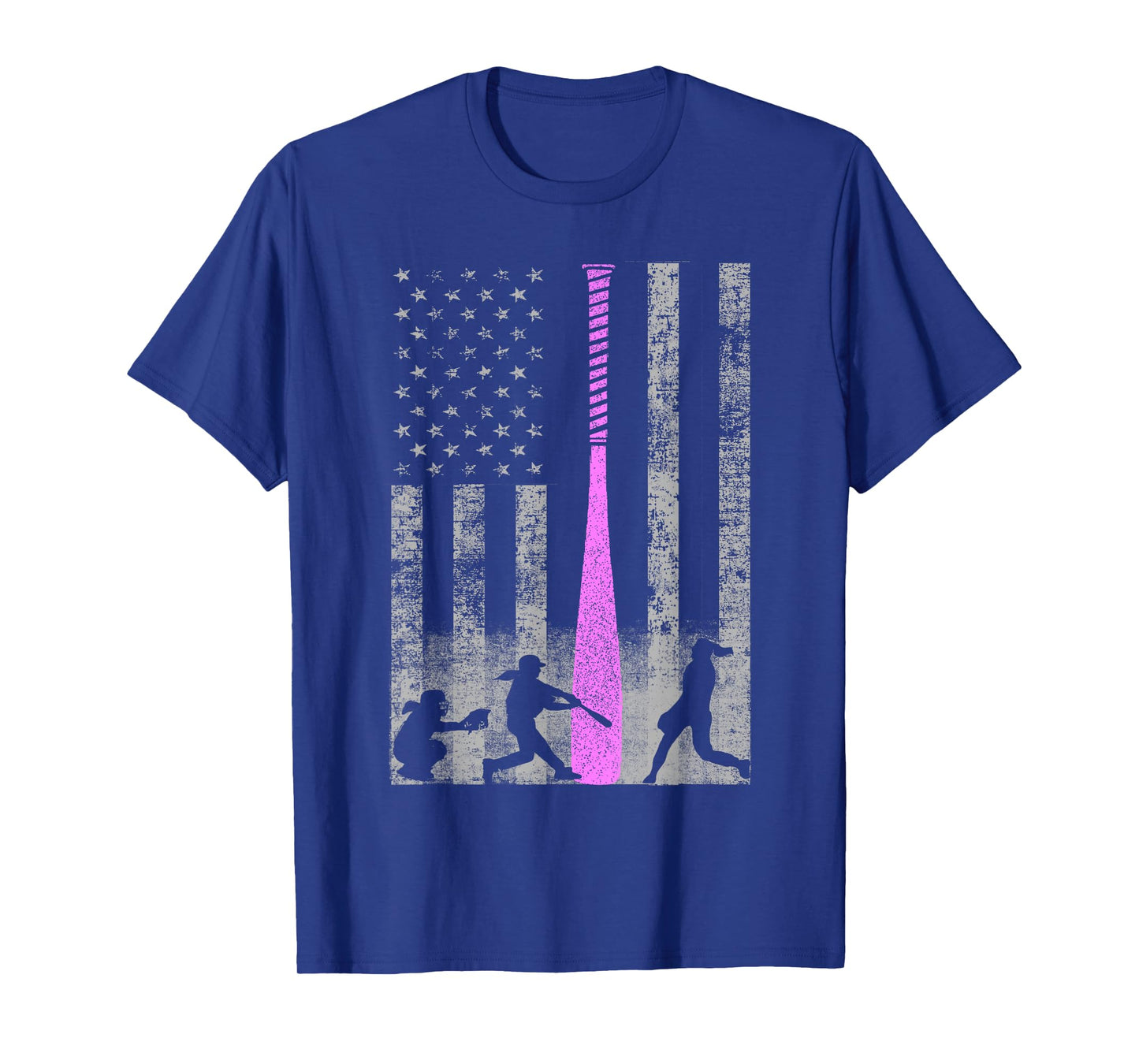 American Softball Flag T-Shirt - Players and Pink Bat T-Shirt