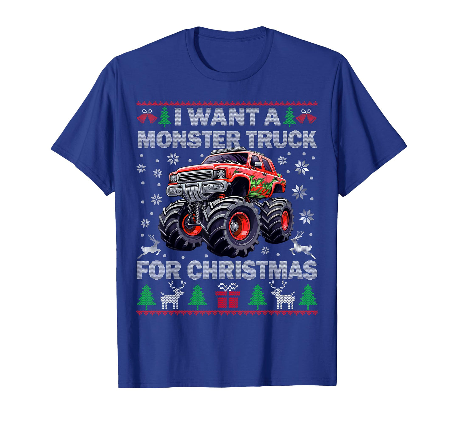 Kids I Want a Monster Truck for Christmas Ugly Sweater Truck T-Shirt