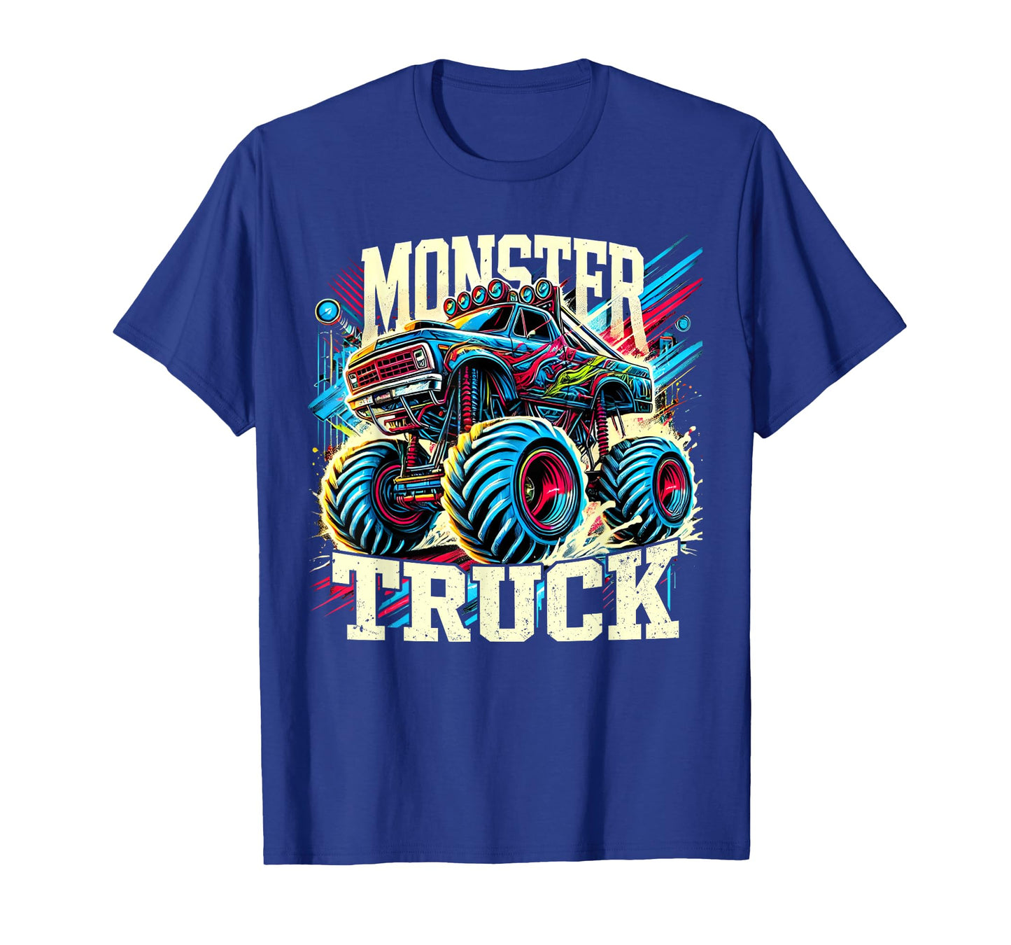 Monster Truck Retro Colorful Trucks Lover Toddler Teen Adult T-Shirt