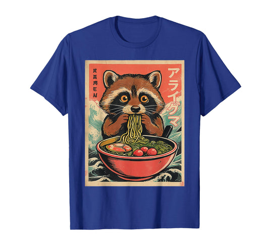 Japanese kawaii Raccoon eating Ramen Anime gifts Funny boys T-Shirt