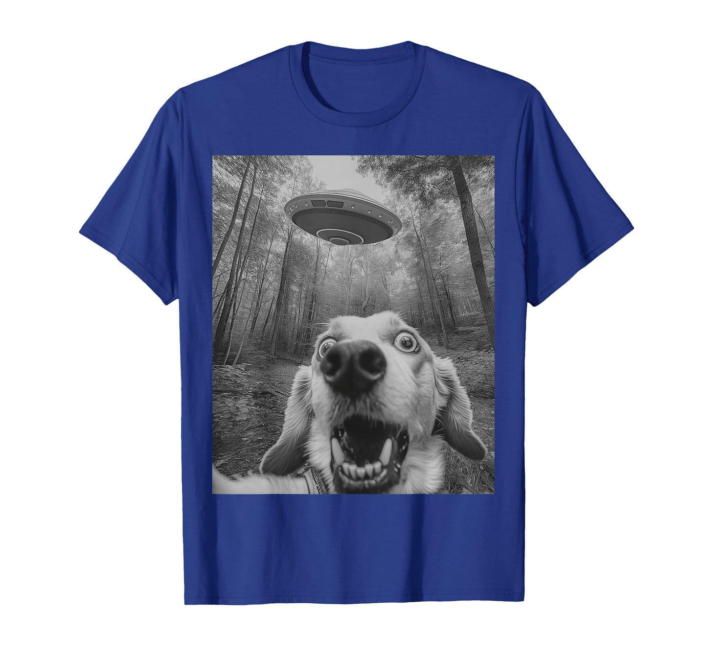 Funny Dog Selfie With UFO Alien Dog Lover Womens Mens Kids T-Shirt