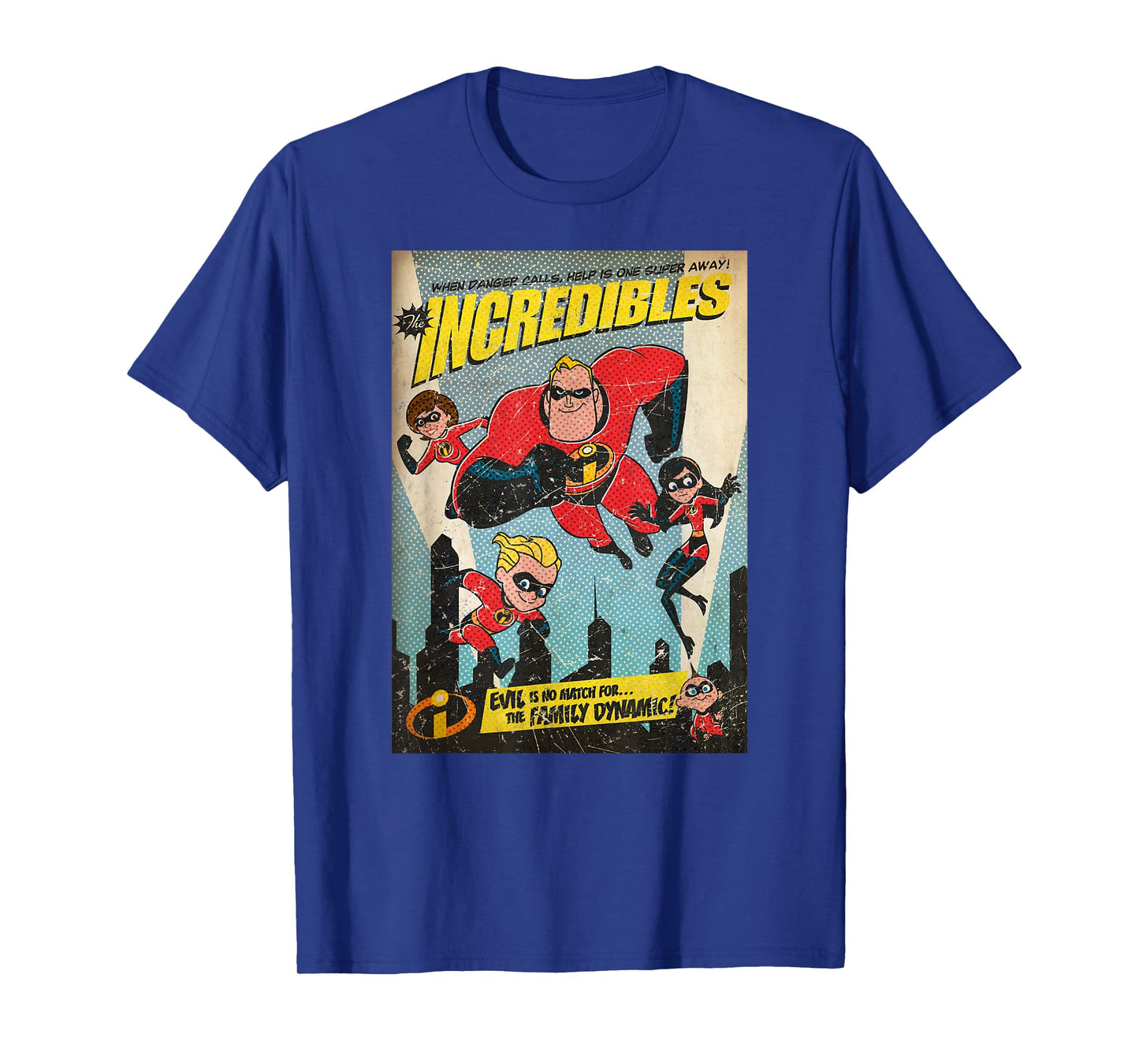 Disney Pixar The Incredibles Family Group Comic Vintage T-Shirt