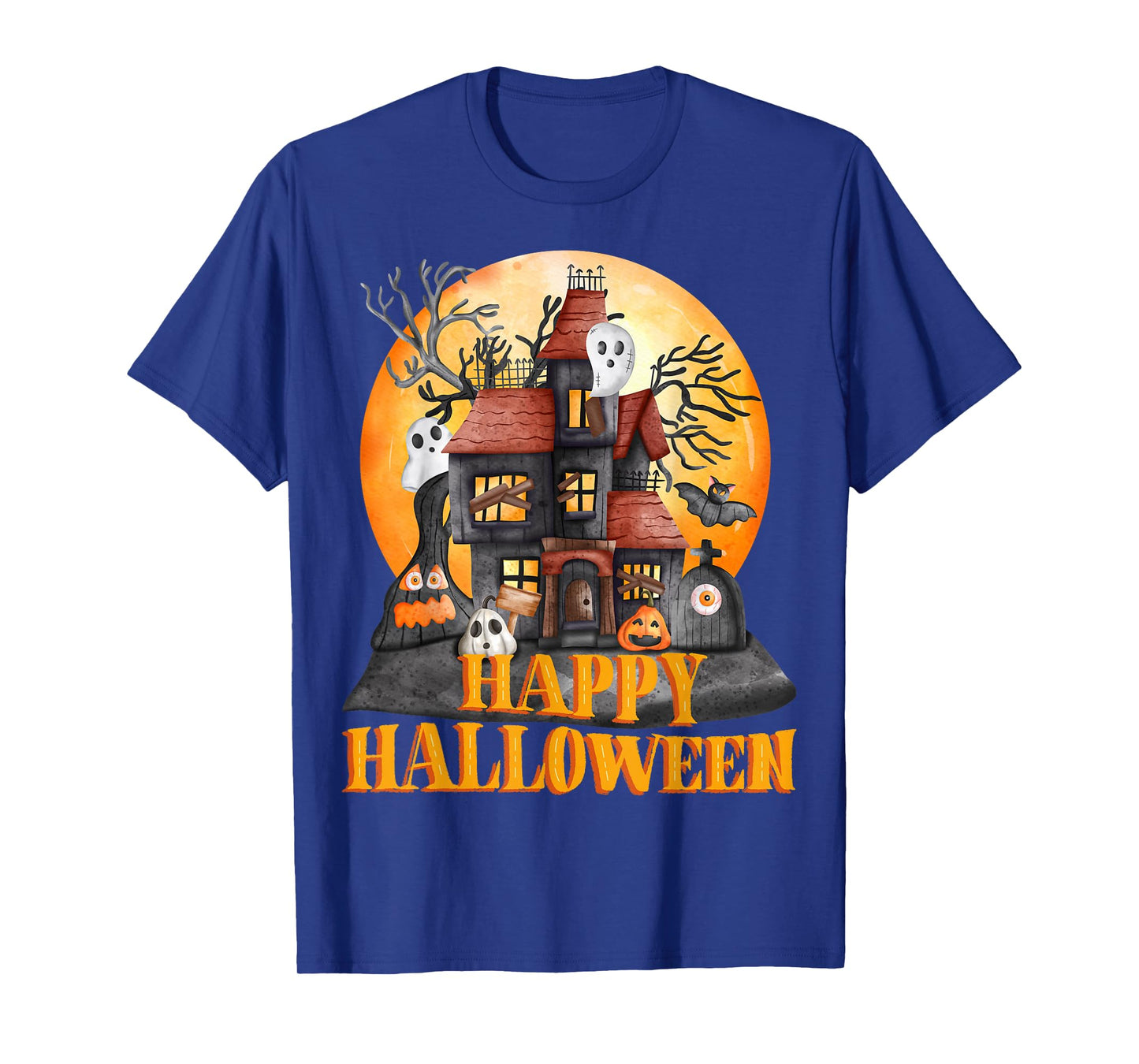 Fall season happy Halloween haunted houses spiders bats T-Shirt