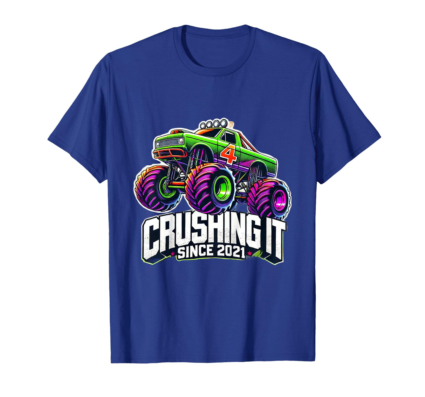 Kids Crushing It Since 2021 Colorful Monster Truck 4 years old T-Shirt