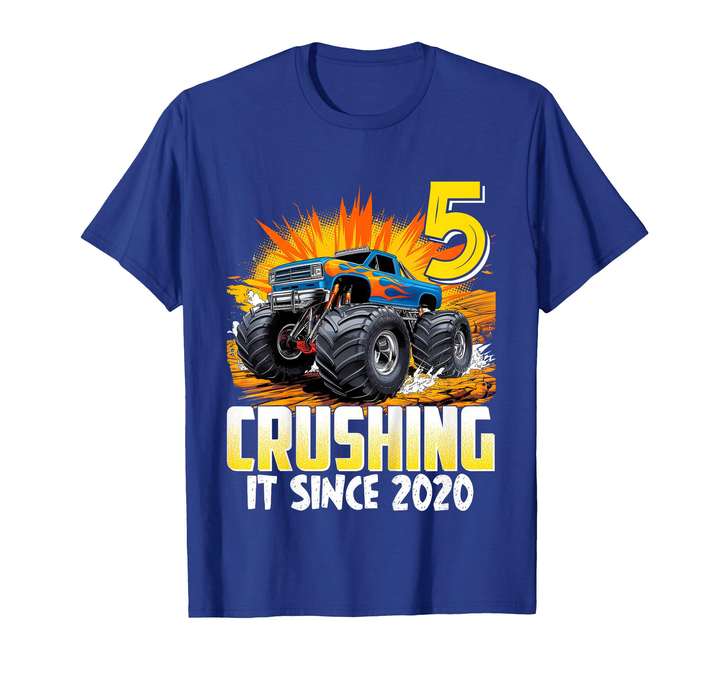 Kids Birthday Monster Truck 5 Year Old Boys 5th Party Born 2020 T-Shirt
