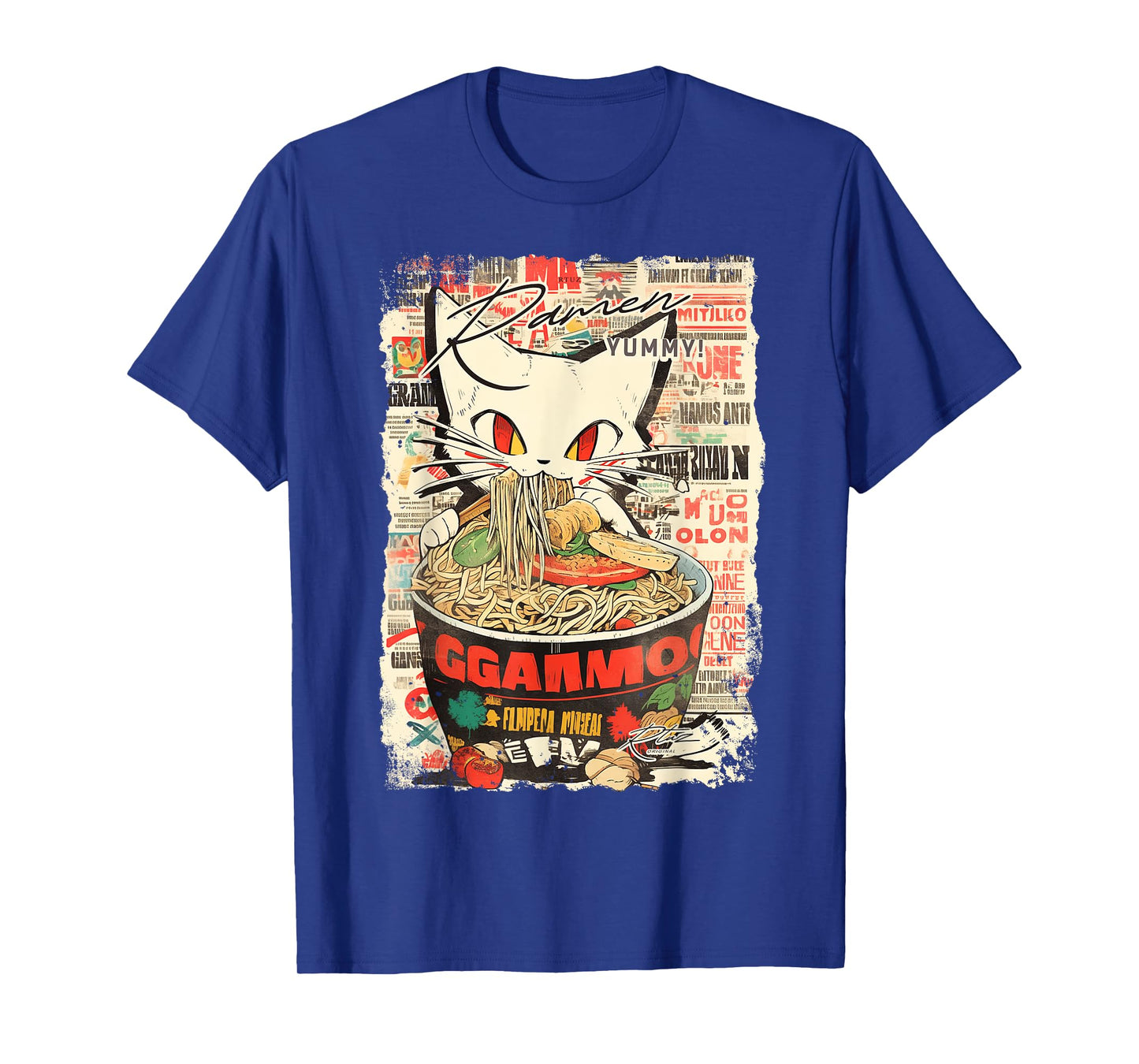 Ramen Noodles Cat Japan Y2K Kawaii Retro Cats Manga Anime T-Shirt