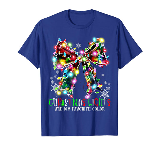 Christmas Lights Are My Favorite Color Coquette Bow Pajamas T-Shirt