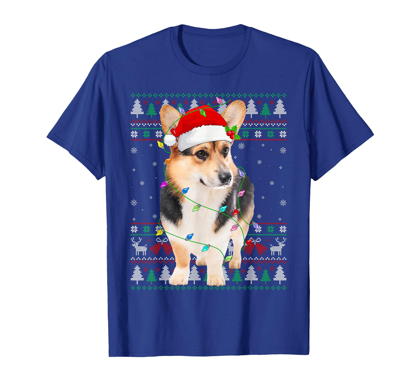 Cardigan Welsh Corgi Dog Christmas Ugly Sweater Lights Xmas T-Shirt