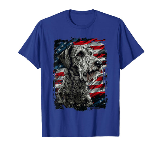 Irish Wolfhound American Flag Women Kids Men T-Shirt