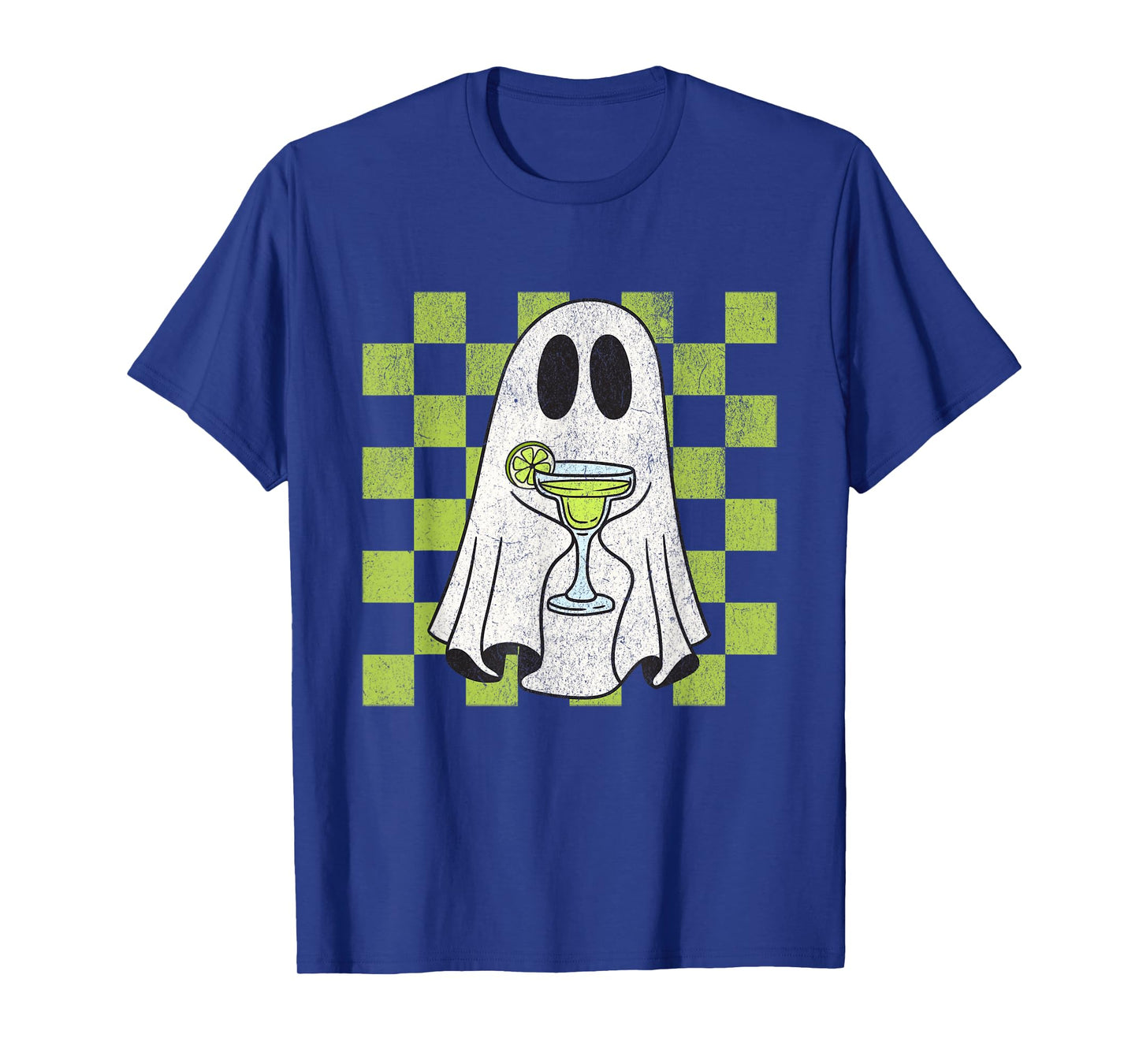 Retro Halloween Ghost Drinking Margarita Spooky Season Gift T-Shirt