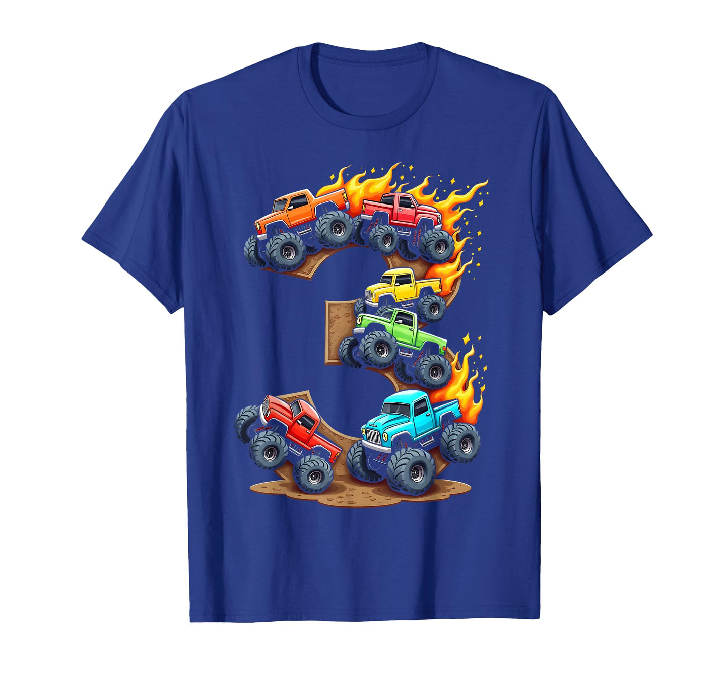 3 Year Old Monster Truck Boy Toddler 3rd Birthday Party T-Shirt