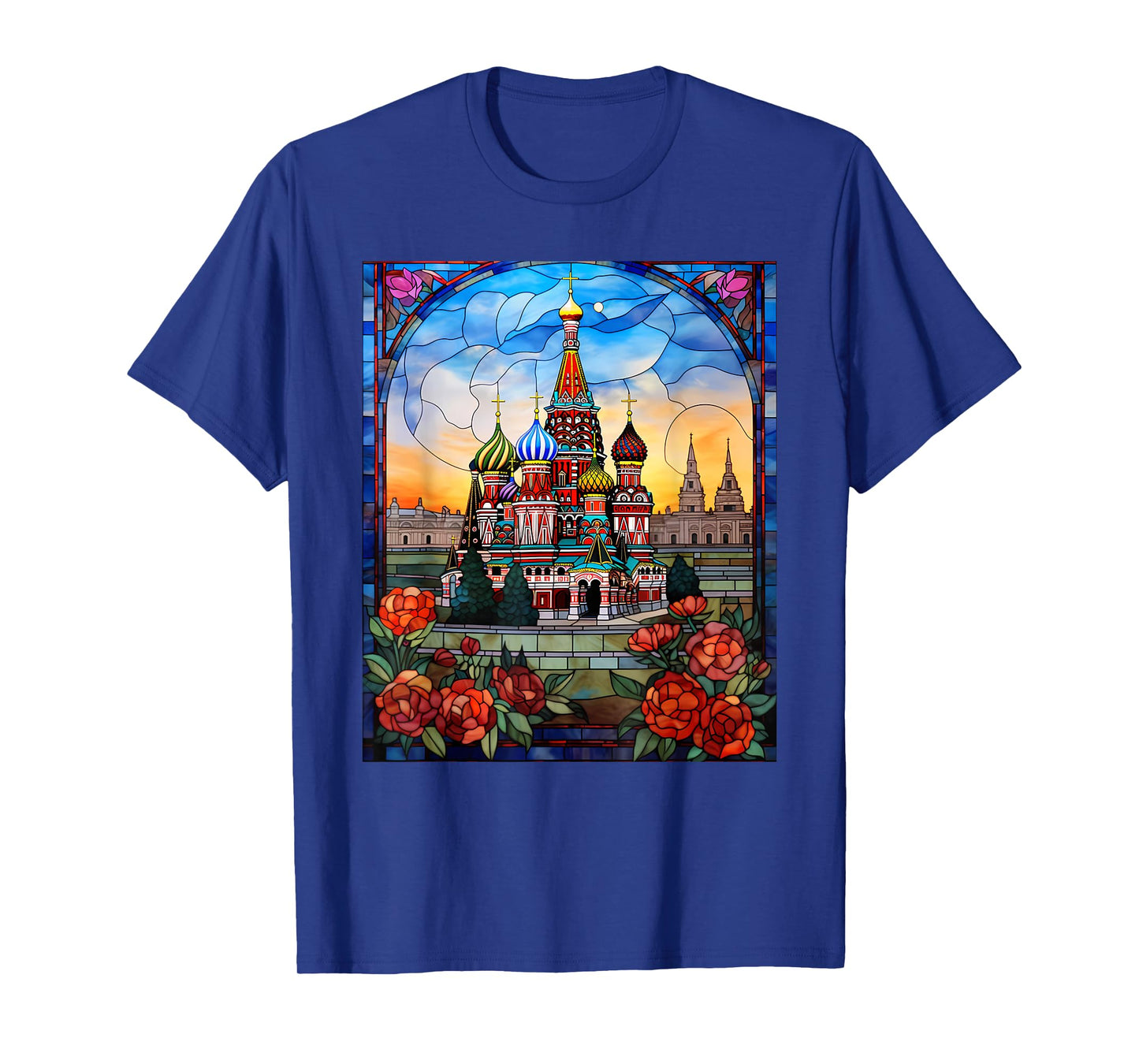 Stained Glass Style Red Square Moscow Russia T-Shirt