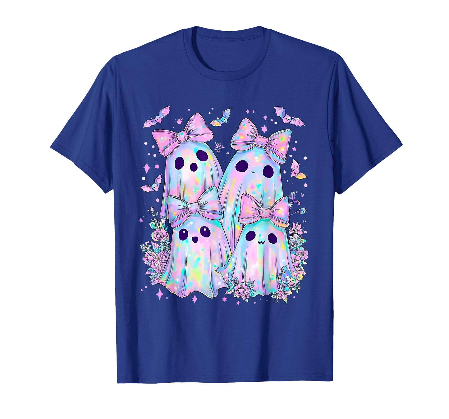 Halloween Funny Ghost Coquette Bow Spooky Season Wildflower T-Shirt