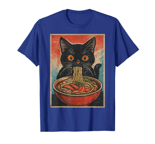 Funny Black Cat Eating Vietnamese Pho Noodle T-Shirt