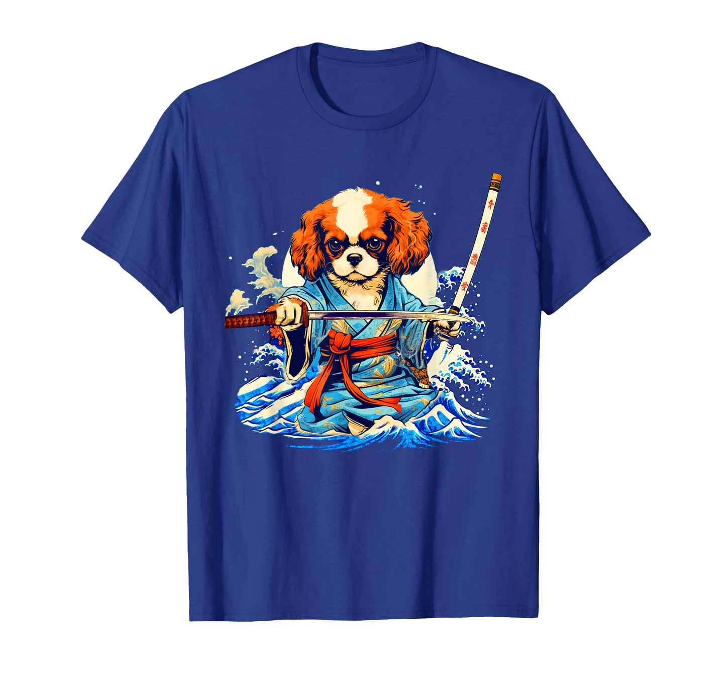 Cavalier King Charles Spaniel Dog Japanese Ukiyoe Art Ninja T-Shirt for Men Women Girls Kids