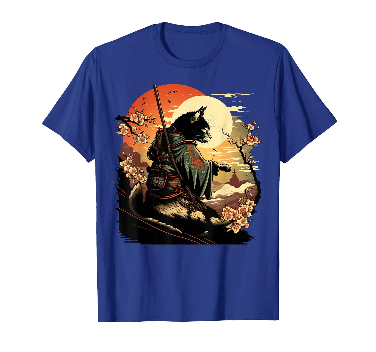 Japanese Art Cat Ninja Ukiyo-e Anime Style Samurai Cat T-Shirt