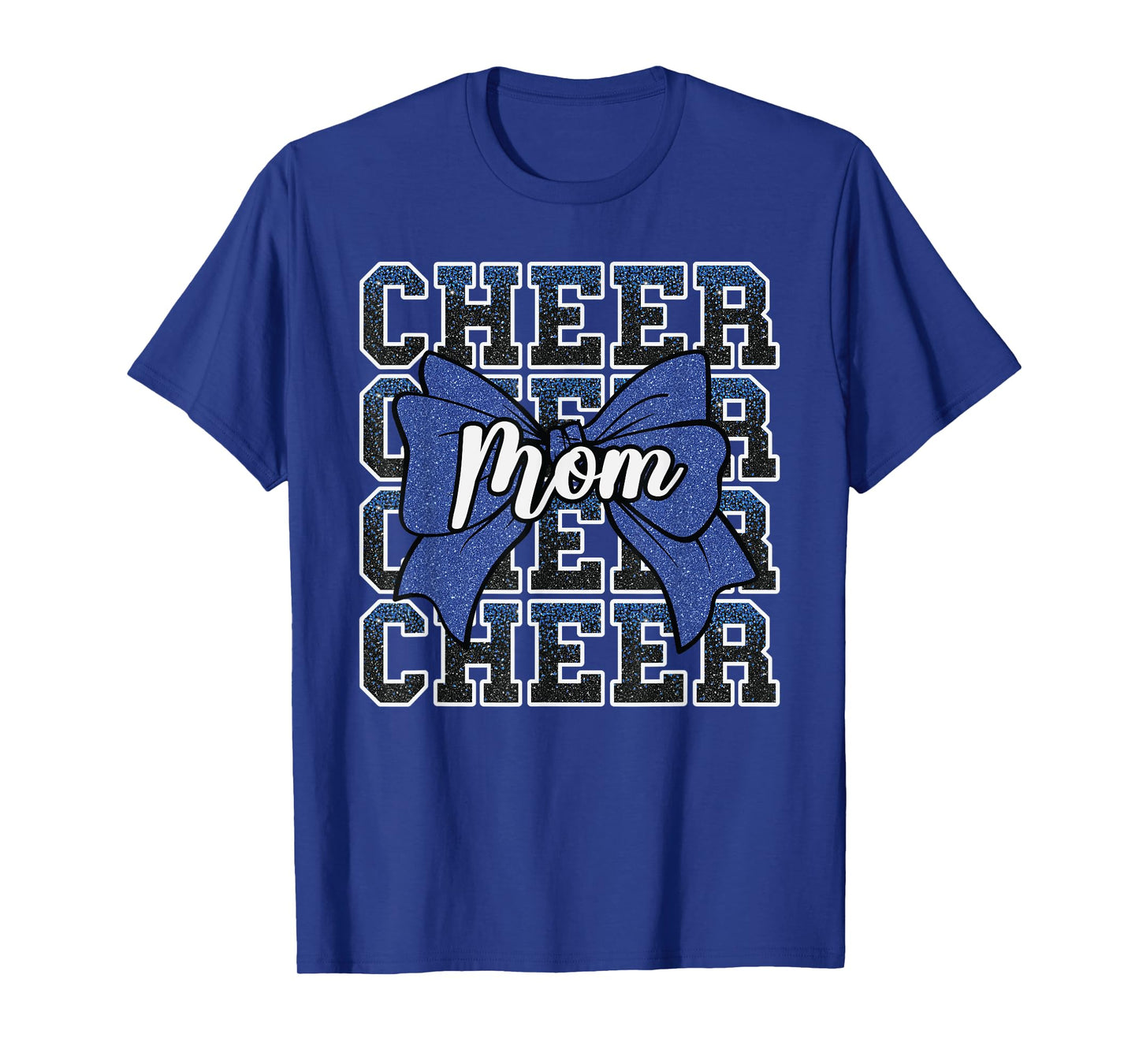 Cheer Mom Mama Bow Sport Cheerleader Cheerleading Blue T-Shirt