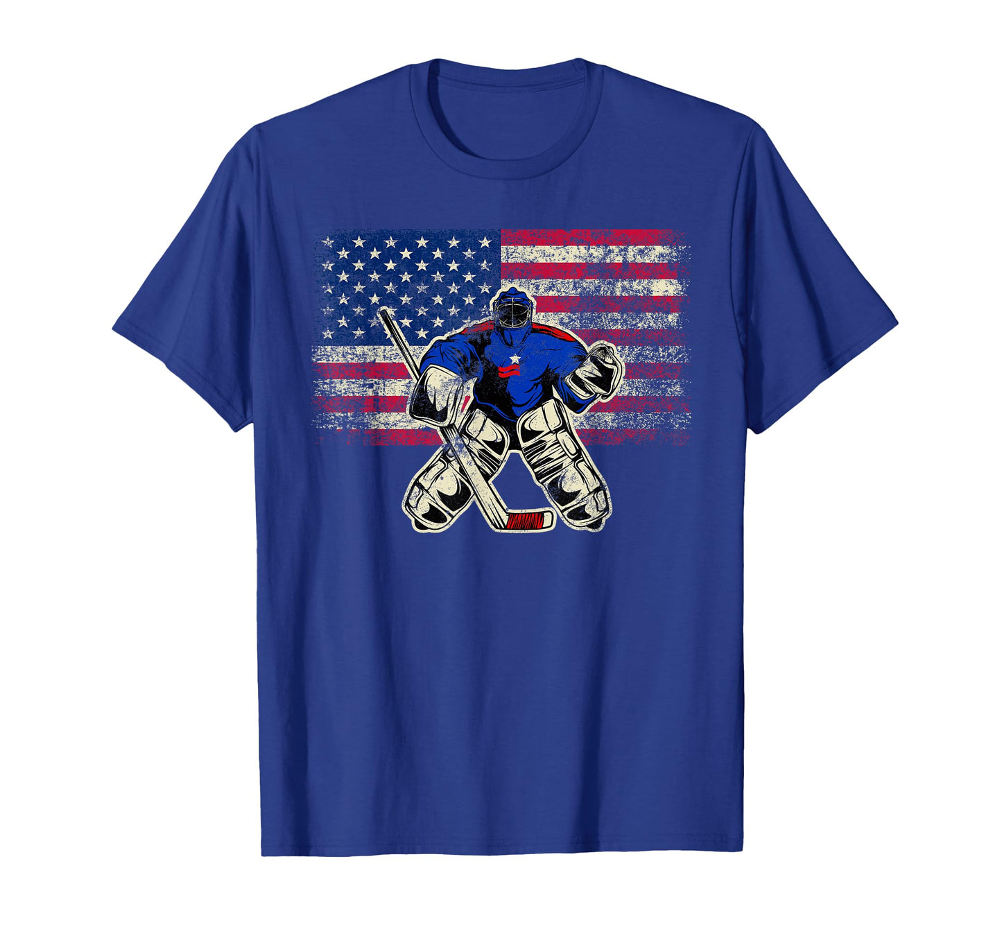 Vintage Ice Hockey Goalie USA Flag Gift For Goalie T-Shirt