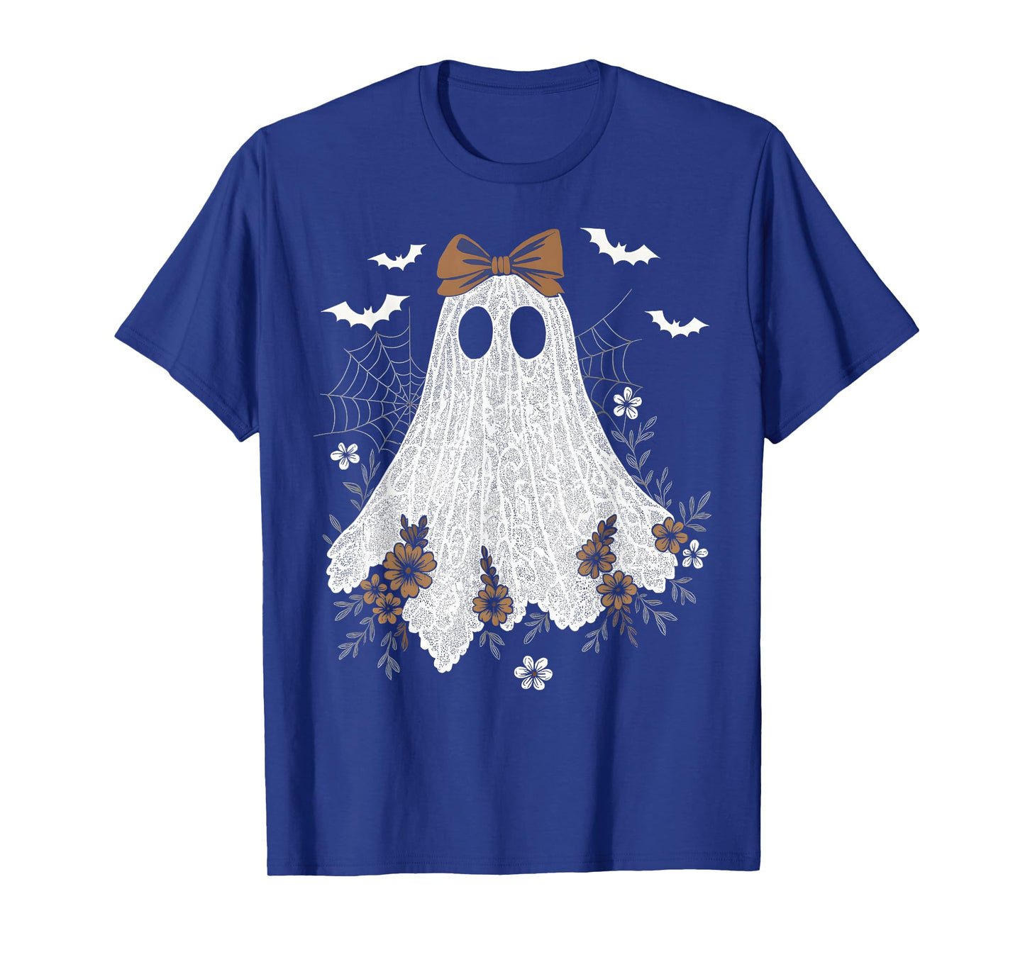 Coquette Ghost Halloween Flower Ghost Spooky Lace Ghost T-Shirt