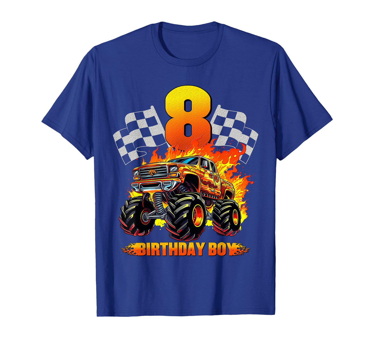 8 Year Old Birthday Monster Truck 8th Birthday Boy Kids T-Shirt