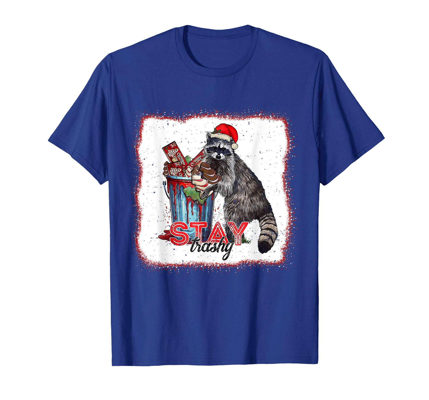 Christmas Snack Stay Funny Trashy Raccoon Opossums Santa Hat T-Shirt